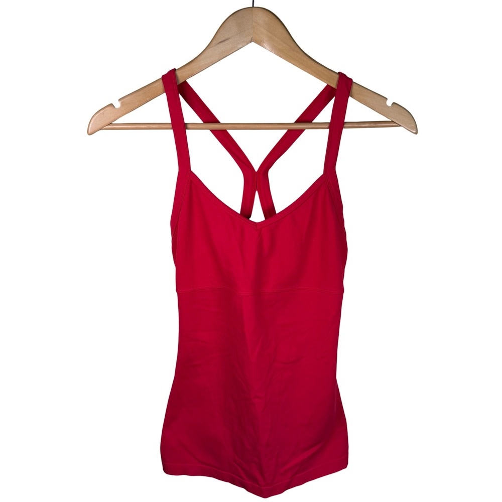Alo Yoga Lotus Tank Women XS Cherry Red Strappy Racerback Built-in Bra‎ Workout